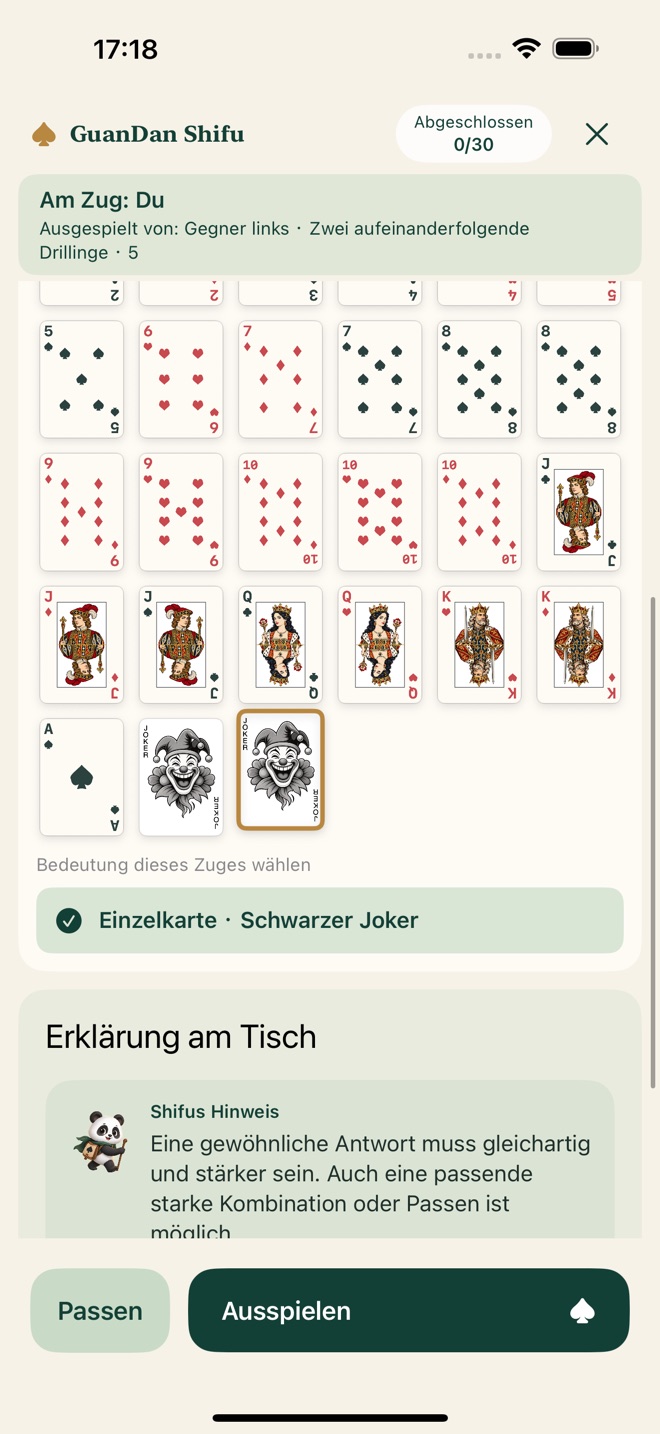 Vollständiges Lehrblatt mit Zugkontext