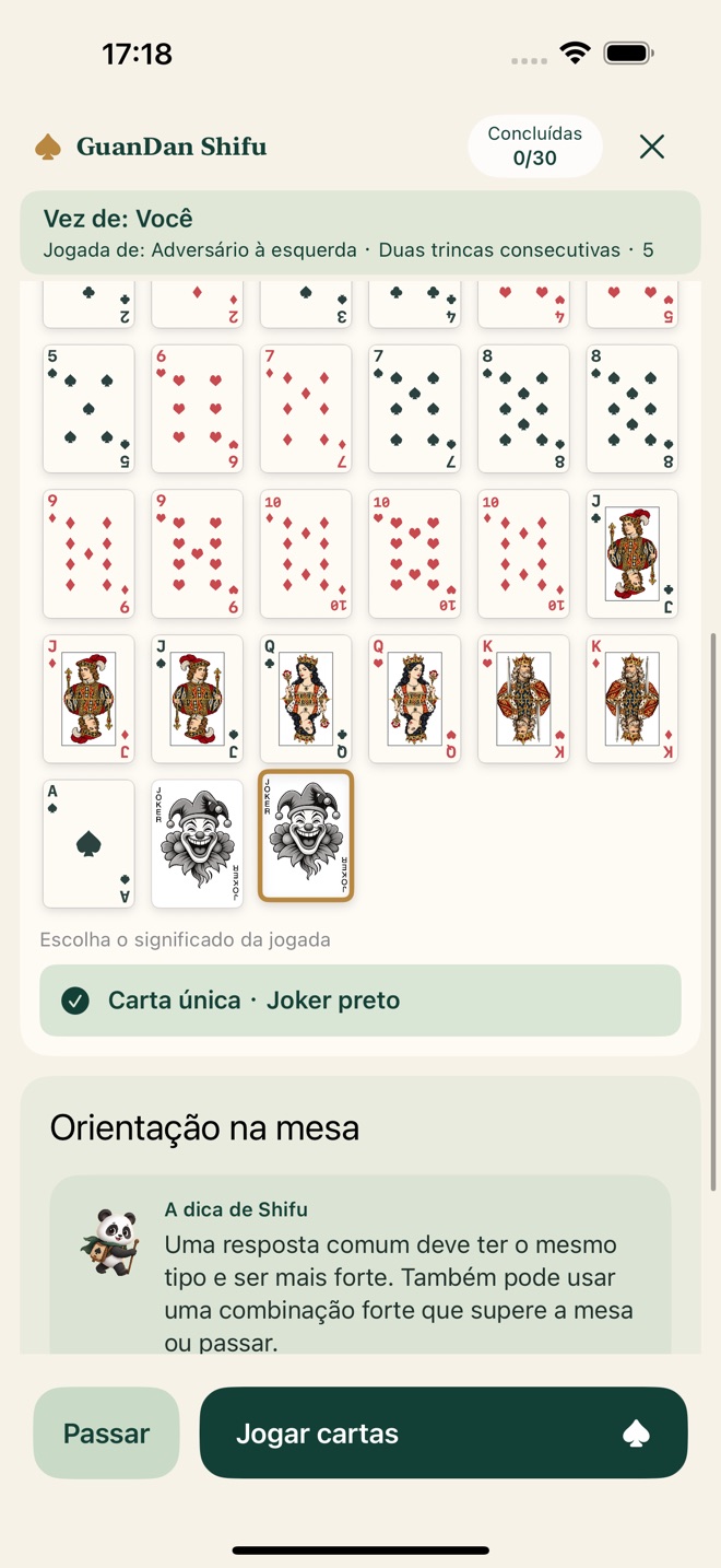Mão completa com contexto da vez