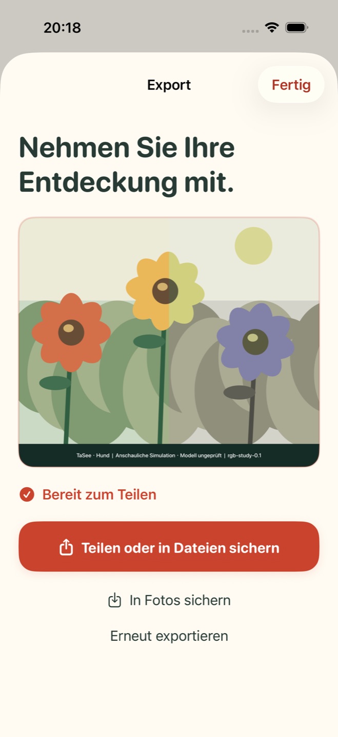 TaSee-Bildexport mit Beschriftung und Teilen